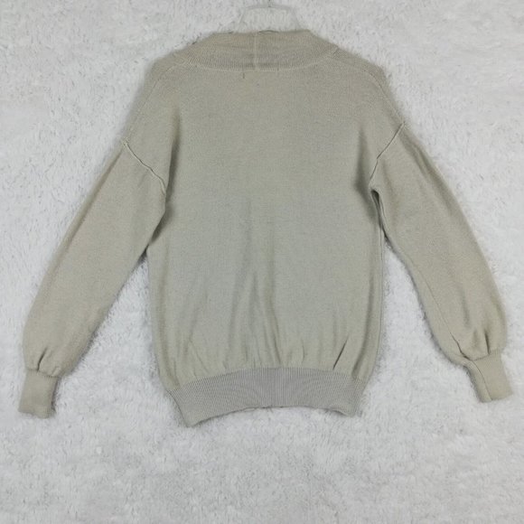 Philosophy Womens Sweater Cardigan Beige Rayon Wool Blend Tight Knit Button M - Picture 3 of 13
